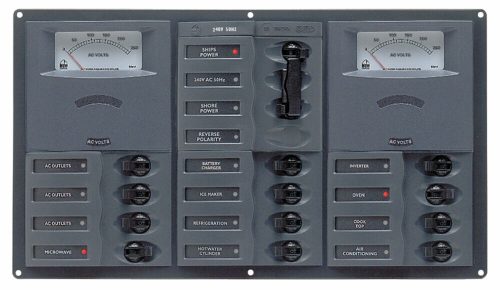 BEP Marine AC Circuit Breaker Panel with Analog Meters, 2SP 1DP AC120V