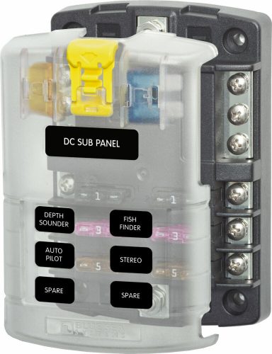 Picture 1/2 - Blue Sea Systems Fuse Block ST-Blade 6 Circuits with Grounding/cvr