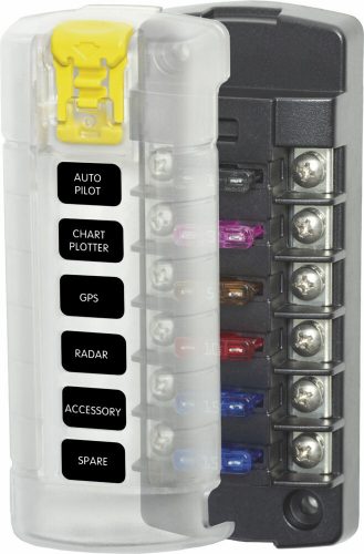 Picture 1/3 - Blue Sea Systems Fuse Block ST-Blade 6 Circuits Independent with Cover