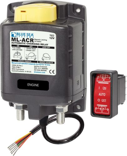 Blue Sea Systems Solenoid ML 500A 12V ACR With Manual Control (incl 2146-BSS Switch), (Szolenoid)