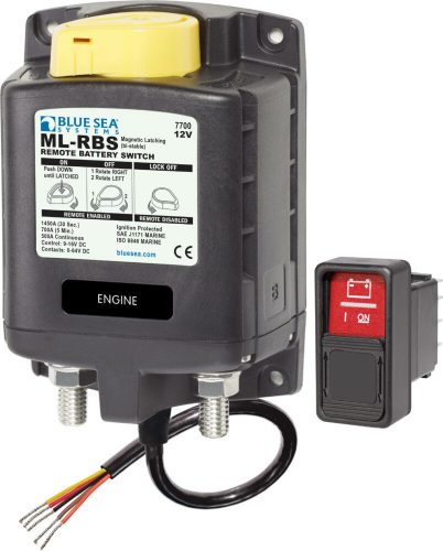 Blue Sea Systems Solenoid ML 500A 12V RBS With Manual Control (incl 2145-BSS Switch), (Szolenoid)